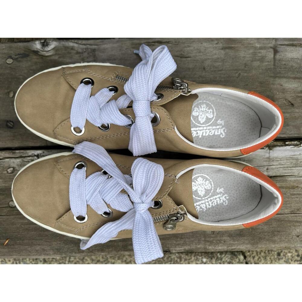 Rieker Womens Laced Fashion Trainer - Beige Size 10/41